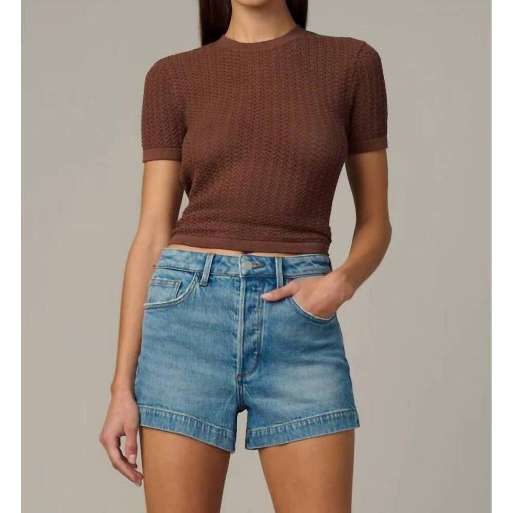 NEW JOE'S JEANS crochet baby tee in chocolate